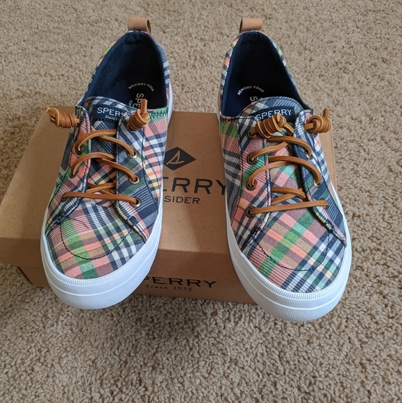 women's crest vibe washed plaid mule sneaker